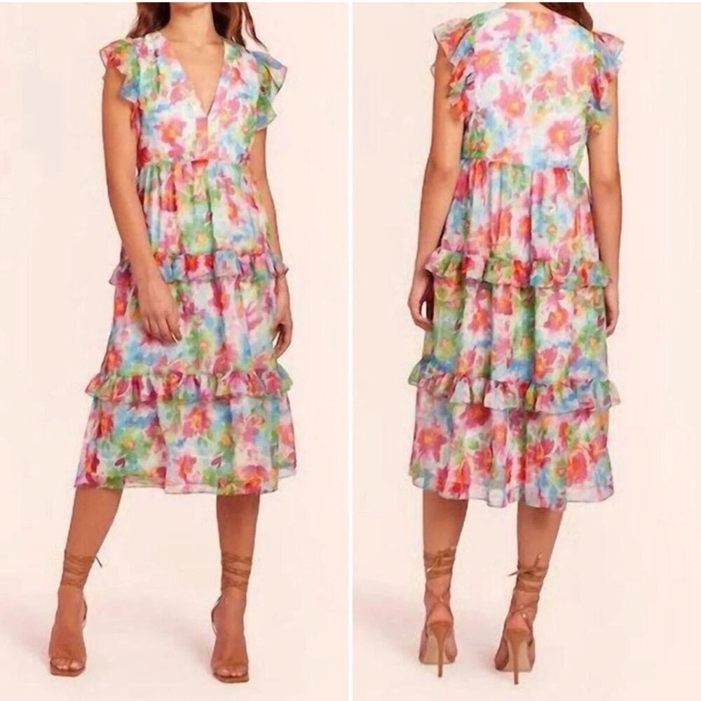 Amanda Uprichard Tiered Floral Dress